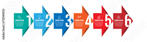 Vector Infographic simple design with 6 options or steps. color full, Can be used for presentation banners, workflow layouts, flow charts, infographics, your business presentations