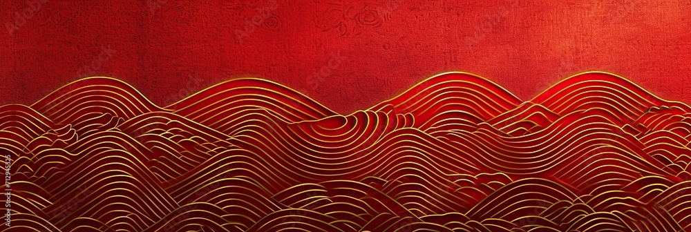 2024 new year Spring Festival background material: Waves and auspicious clouds on a Red Background. Illustration resources with large copy space. 2024 new year Spring Festival background material: Waves and auspicious clouds on a Red Background. Illustration resources with large copy space.