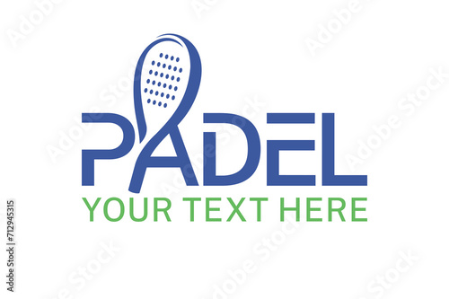 Padel racket and ball logo design vector photo