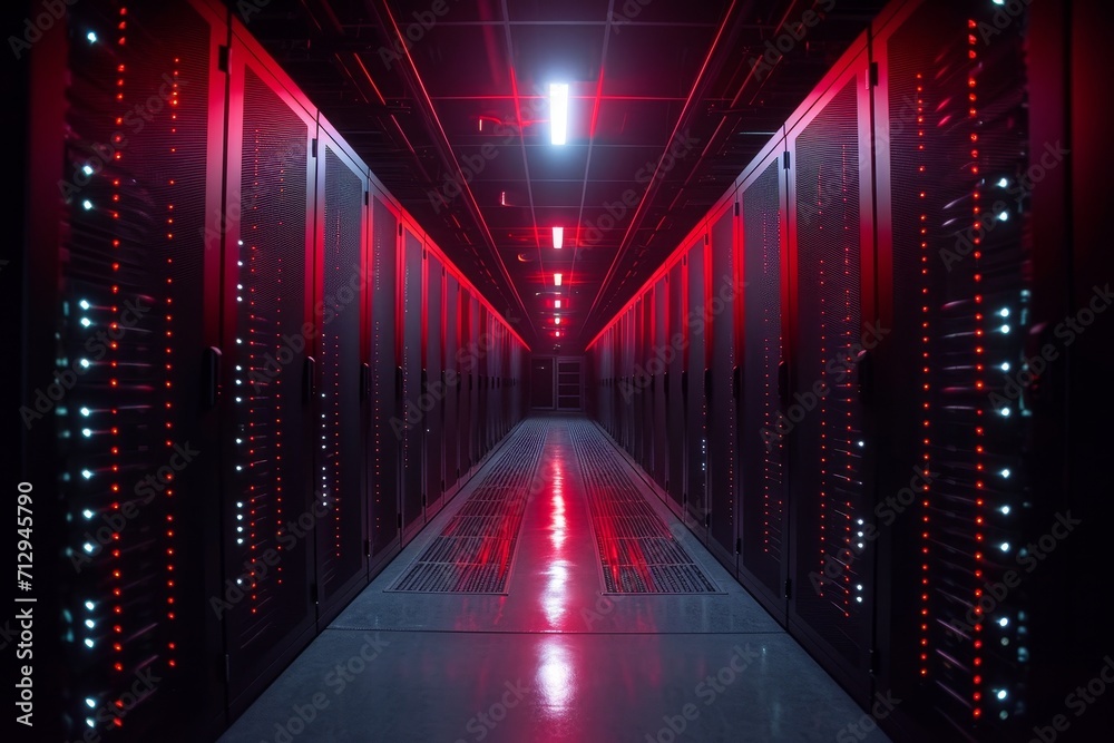 Center server racks with computer network professional photography