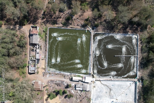 aerial view of shrimp ponds on the beach. tambak Udang. photo