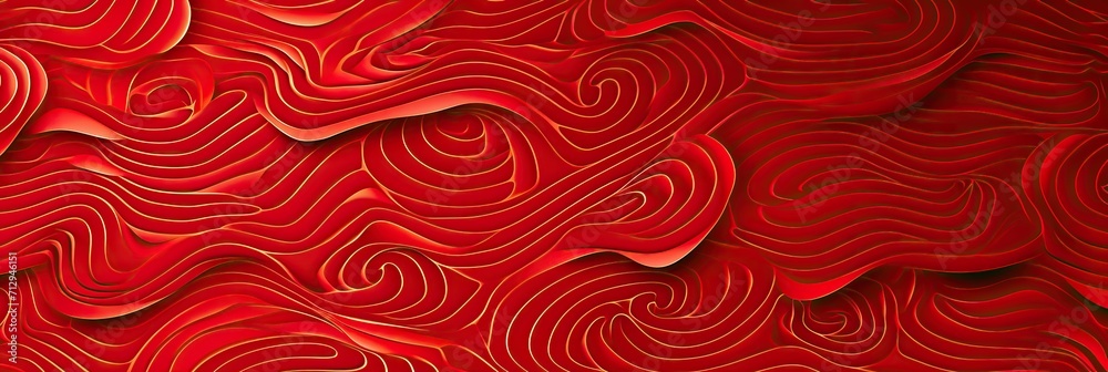 2024 new year Spring Festival background material: Waves and auspicious clouds on a Red Background. Illustration resources with large copy space. 2024 new year Spring Festival background material: Waves and auspicious clouds on a Red Background. Illustration resources with large copy space.