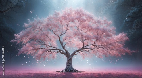 In a dreamlike  otherworldly composition  an ethereal fairylike binary tree entity takes center stage  captivating viewers with its enchanting presence.