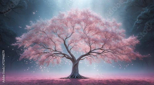 In a dreamlike, otherworldly composition, an ethereal fairylike binary tree entity takes center stage, captivating viewers with its enchanting presence.