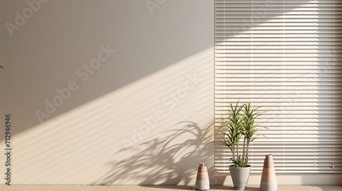 3d rendering of the room corner and window with sunlight effect