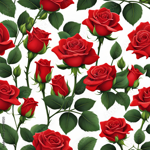 seamless pattern with red roses