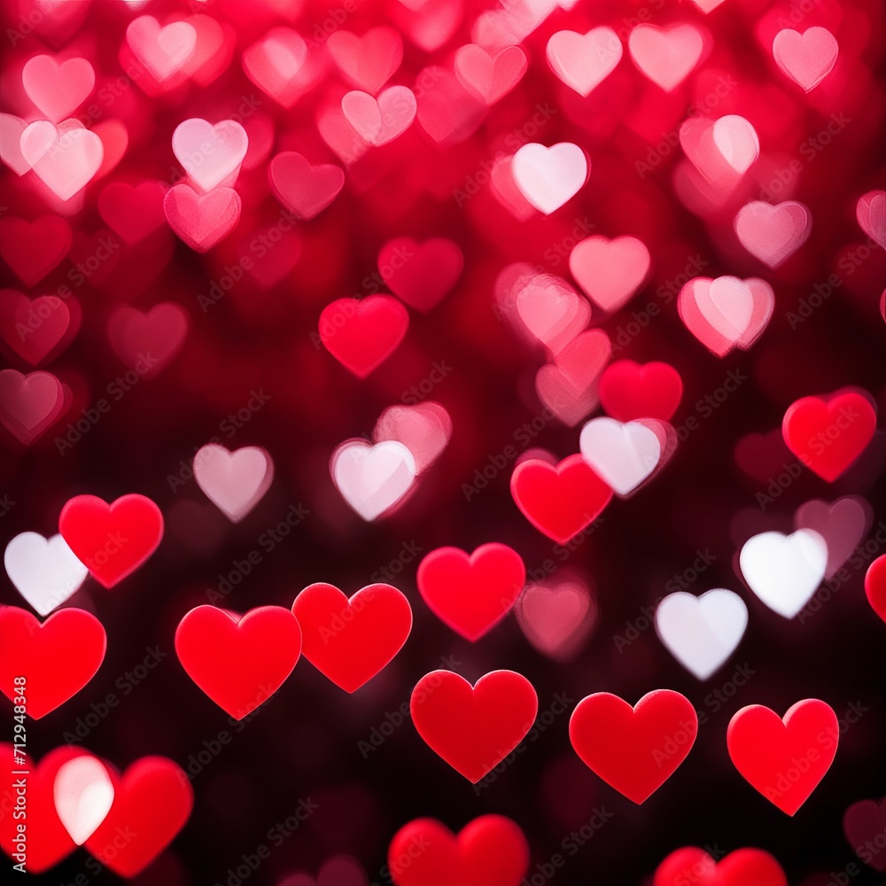 Red hearts bokeh background