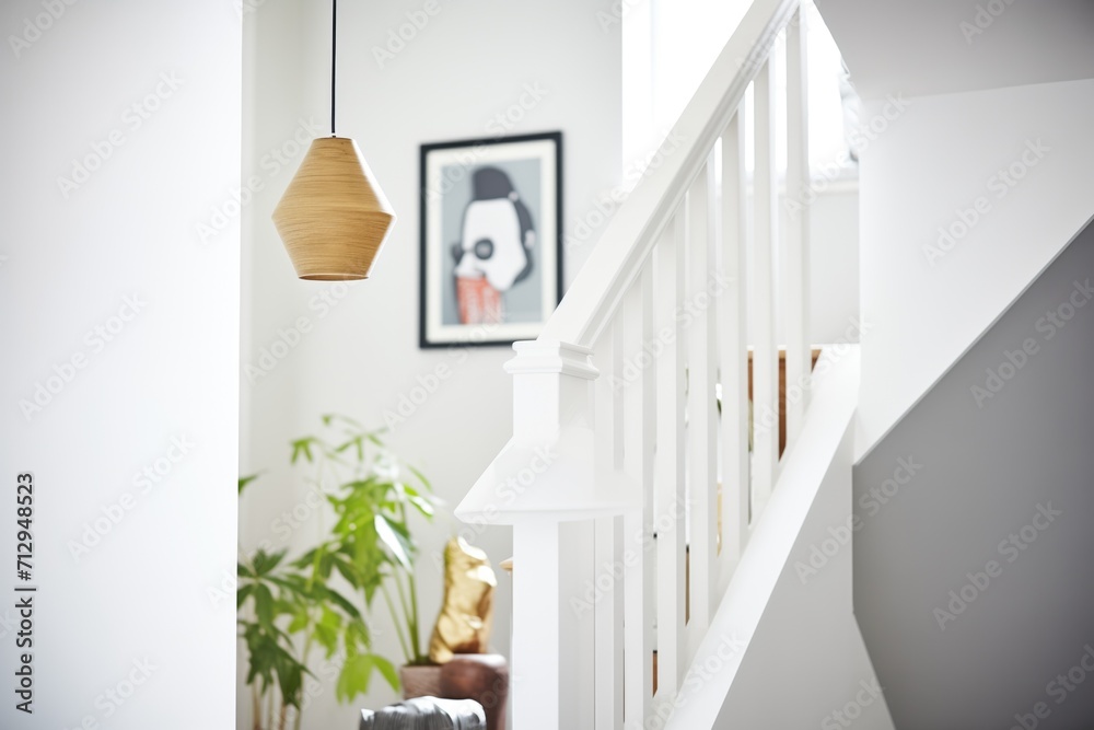 Fototapeta premium clean, whitepainted stairwell in a scandinavianstyle interior