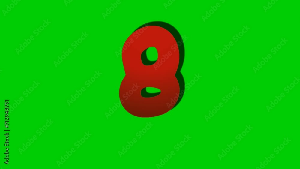 Number eight 8 sign symbol animation motion graphics on green screen ...