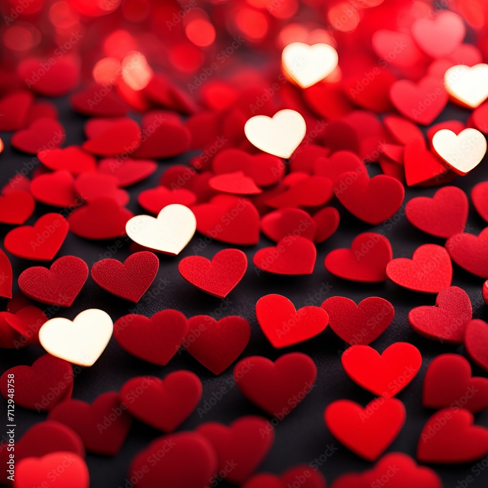 Red hearts bokeh background