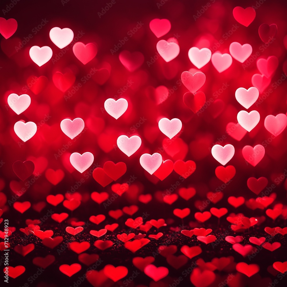 Red hearts bokeh background