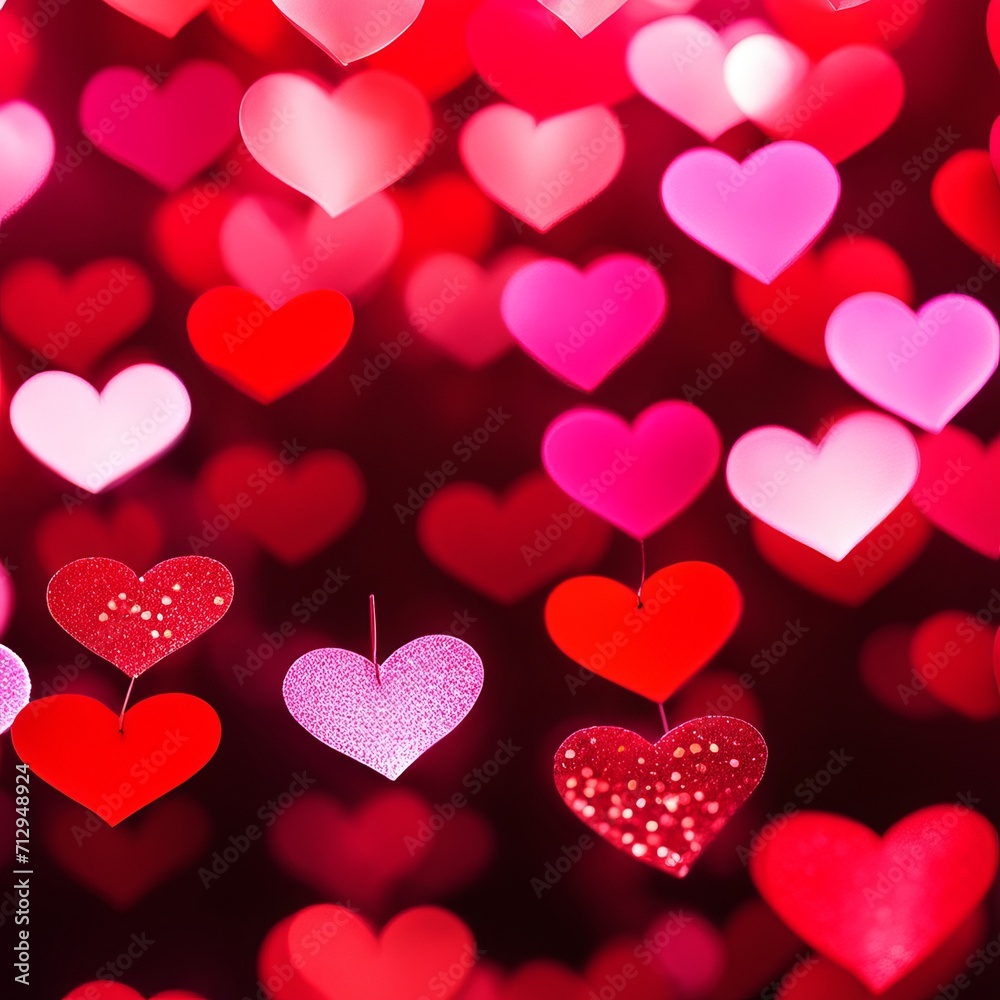 Red hearts bokeh background Red hearts bokeh background