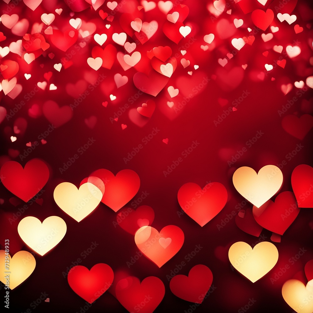 Red hearts bokeh background