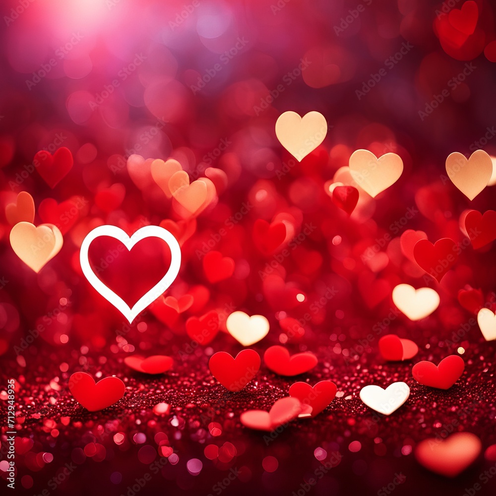 Red hearts bokeh background