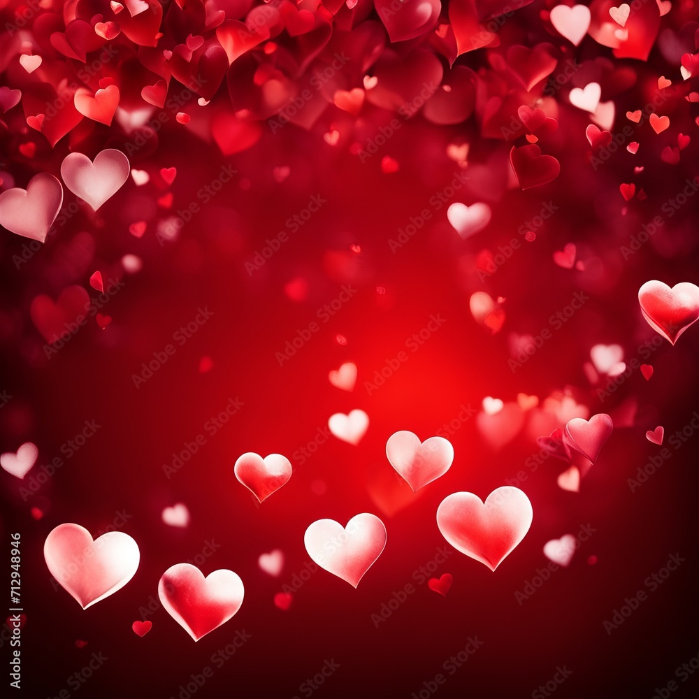 Red hearts bokeh background