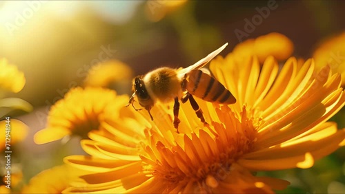 Macro shot of a bee pollinating a flower, symbolizing the role of each individual in creating positive change for their community.