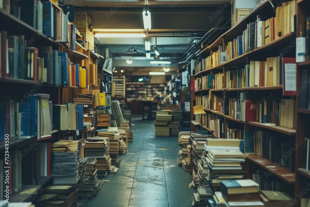 Obraz premium the bookstore with bookshelf full of books professional photography