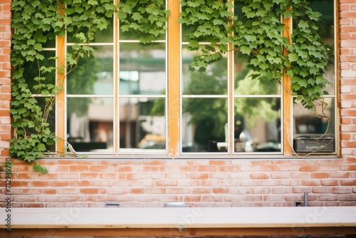 brickframed windows through ivy walls