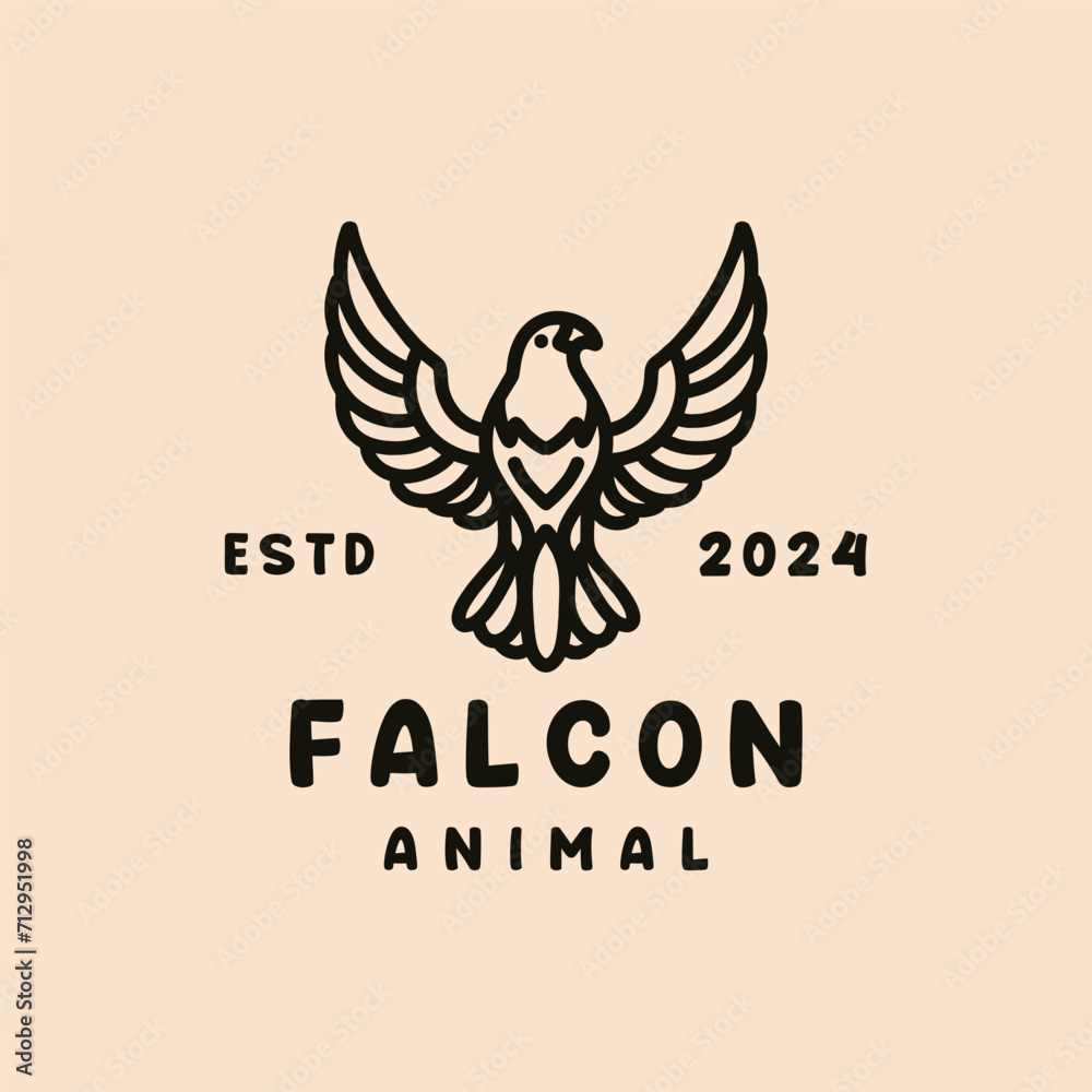 Fototapeta premium Falcon Monoline Vector Logo Design illustration