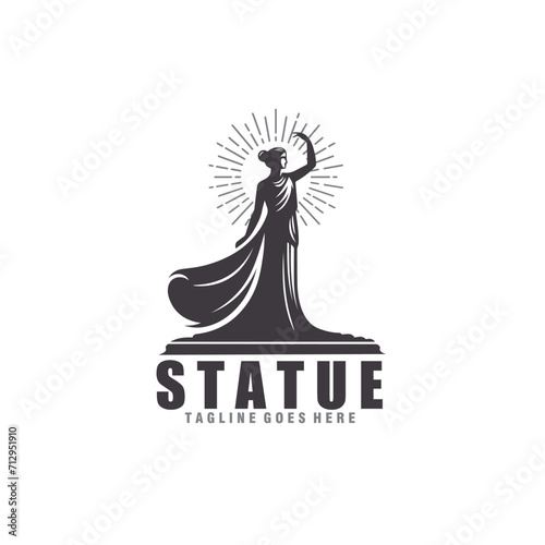 women statue vintage monochrome logo vector graphic