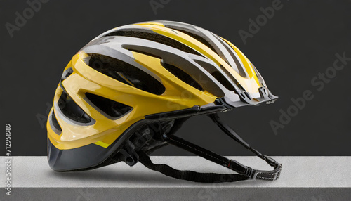 bicycle helmet on a transparent background, yellow photo