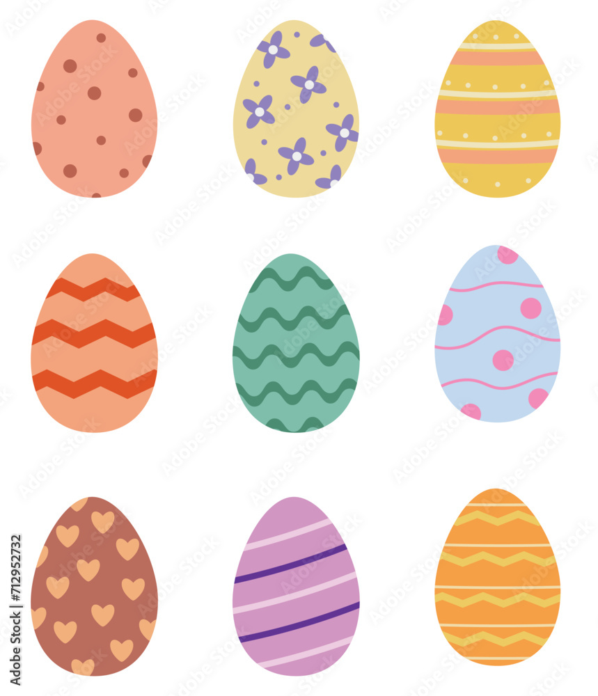 Vector set of Easter eggs with different patterns Vector set of Easter eggs with different patterns