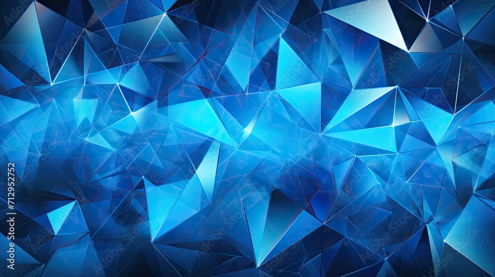 Fototapeta premium Background with blue triangles arranged randomly with a mirror effect and radial blur