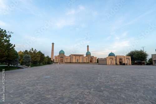 Hazrati Imam complex during a sunny day. complex is a square that includes a set of religious buildings in Tashkent photo