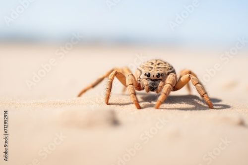 Tela desert tarantula on sand under bright sunlight