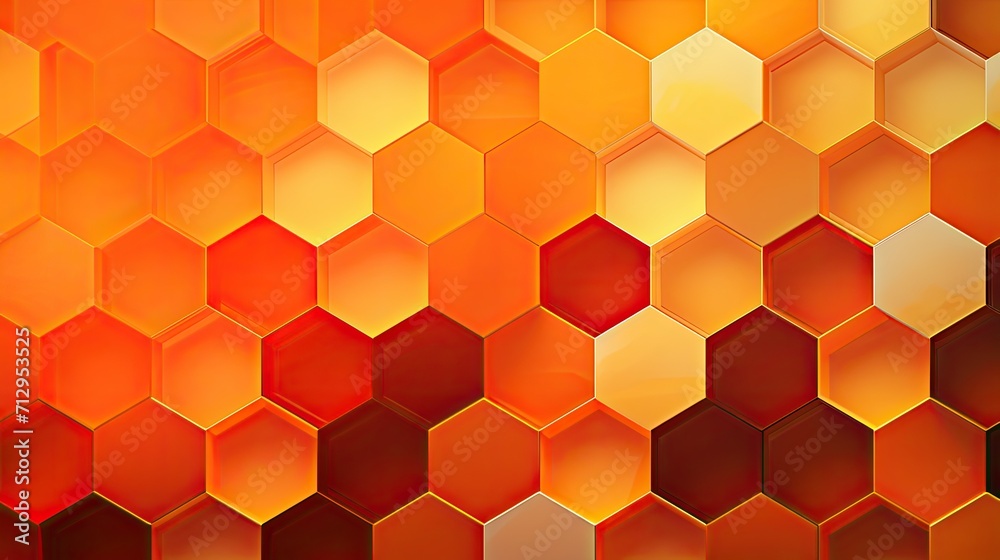 Background with orange hexagons arranged in a checkerboard pattern with a kaleidoscope effect and color gradient Background with orange hexagons arranged in a checkerboard pattern with a kaleidoscope effect and color gradient