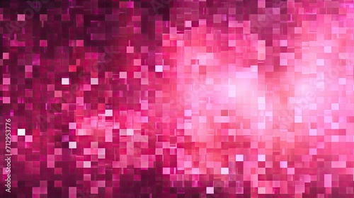 Background with pink squares arranged randomly with a glitch effect and digital distortion