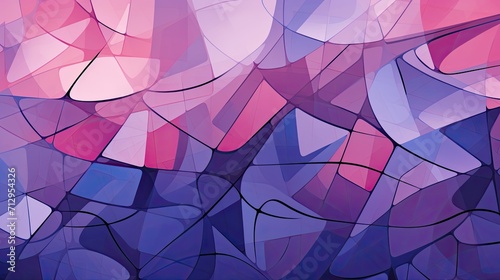 An abstract pattern with geometric shapes in shades of purple and pink