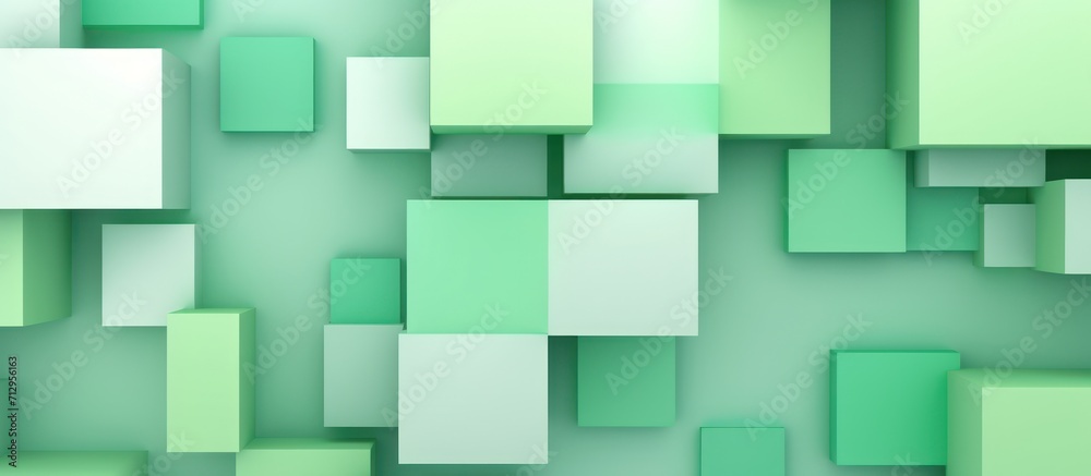 3d render of abstract protruding box in green 3d render of abstract protruding box in green