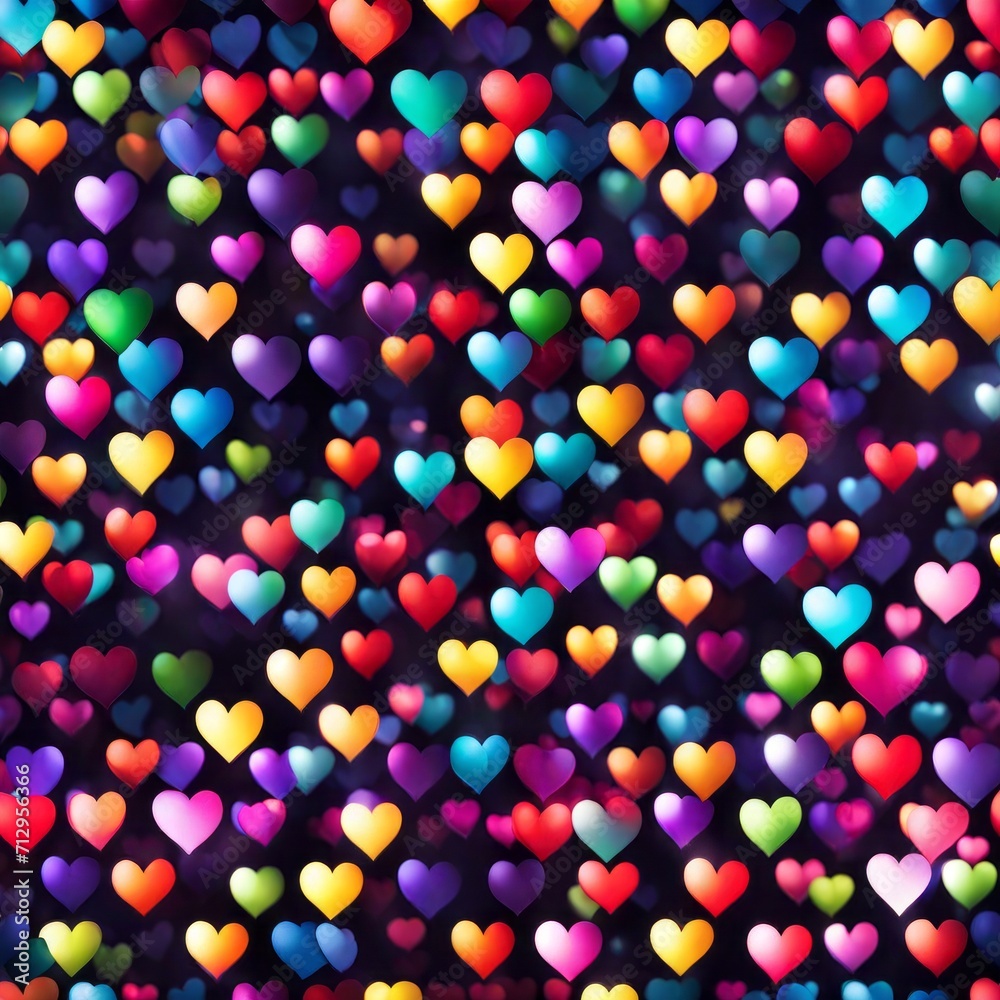 Colourful Heart shape lights Bokeh background Colourful Heart shape lights Bokeh background