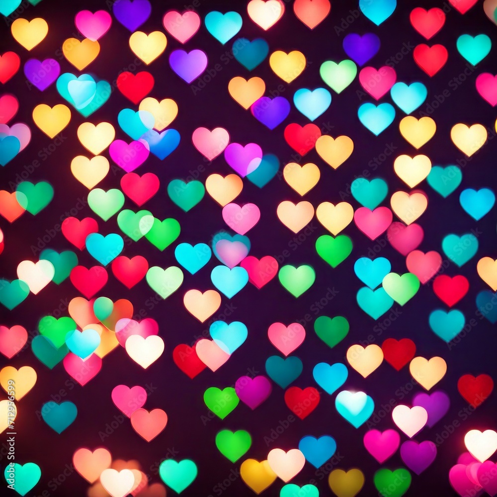 Colourful Heart shape lights Bokeh background Colourful Heart shape lights Bokeh background