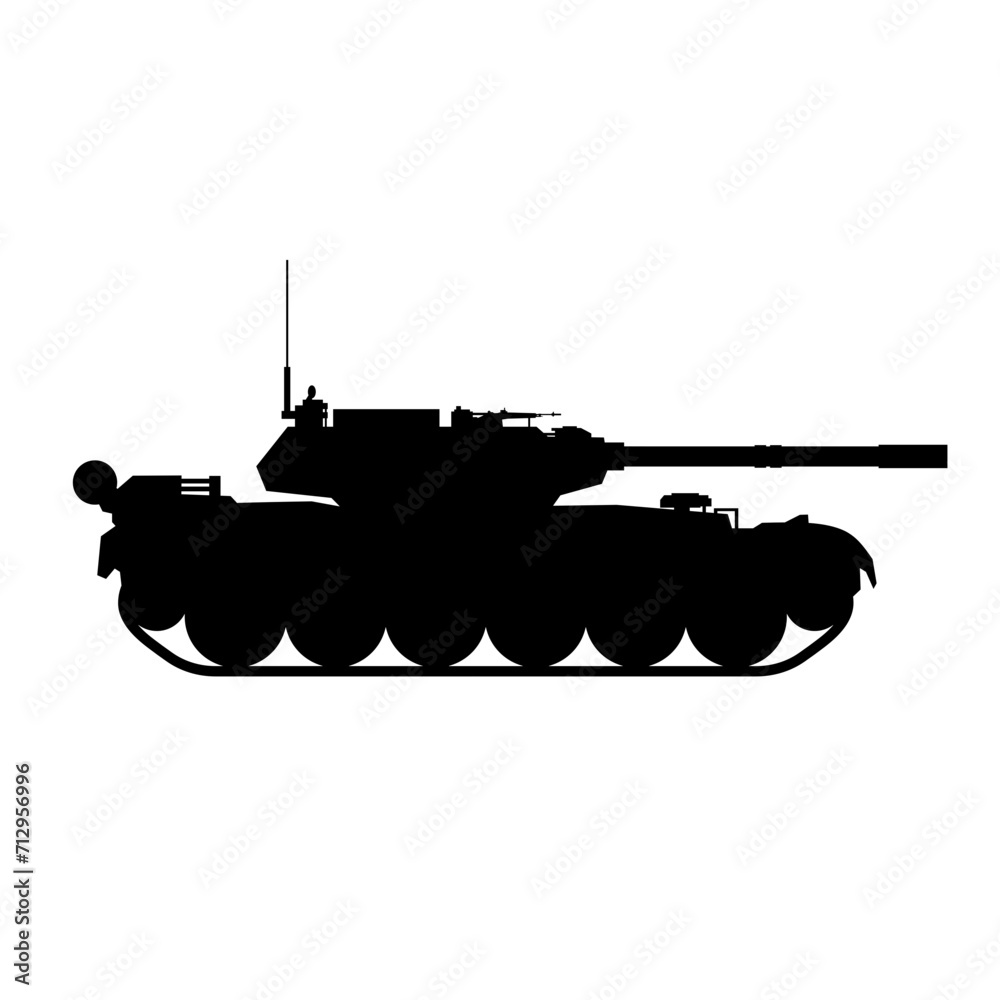 Military tank silhouette icon vector. Military tank silhouette for icon, symbol or sign. Armored tank symbol for military, war, conflict and cannon