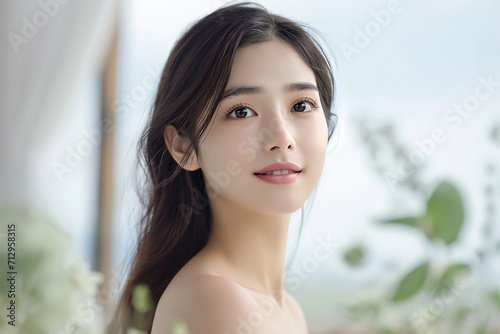 ロングヘアのアジア人女性の美容イメージ photo