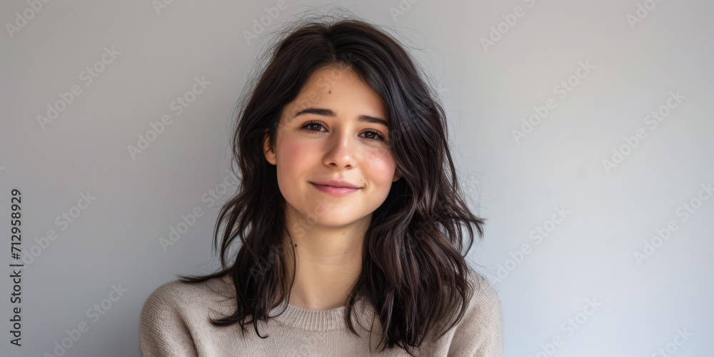 Portrait of a young positive woman looking at the camera Portrait of a young positive woman looking at the camera