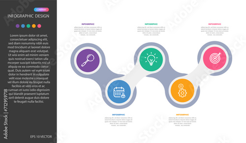 Vector infographic design with icons, 5 options or steps.
business template