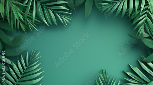Tropical paper palm leaves frame