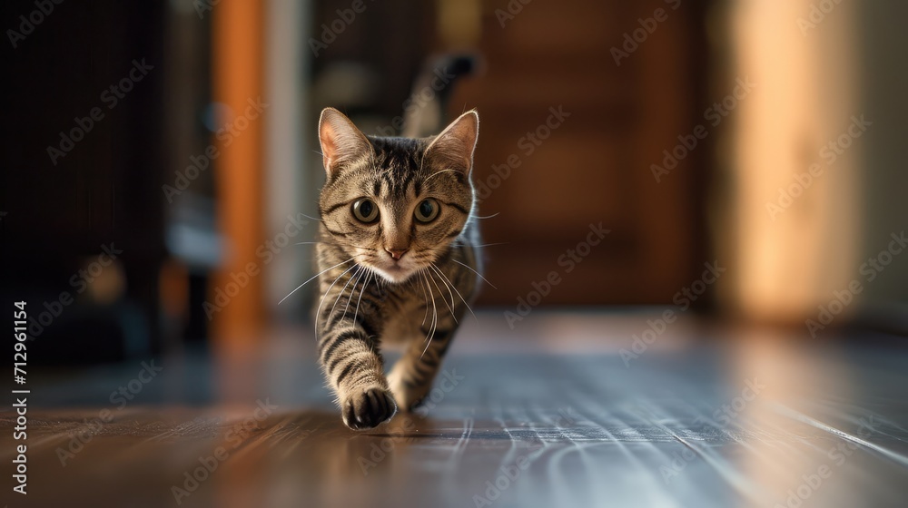 Cat running around in the house, AI generated Image