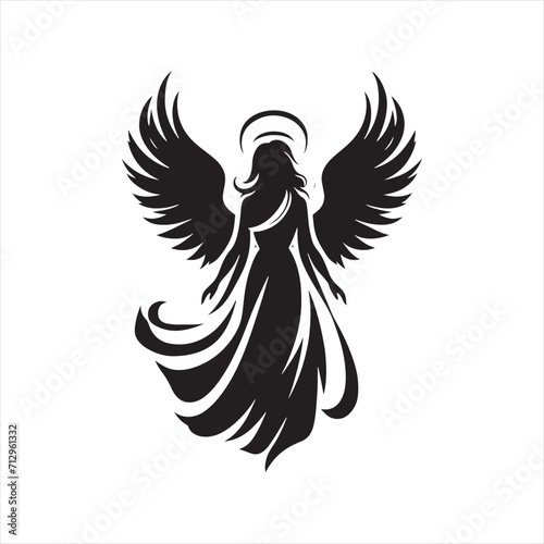 Graceful Guardians: Messengers Silhouette Portraying the Angelic Grace in Silhouetted Form - Messengers Silhouette - Angel Vector
