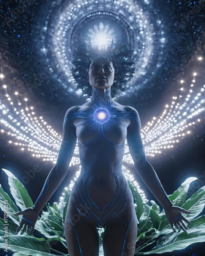 Hypnotic Self-Discovery - Surrealistic encounter with the divine and cosmic introspection in a psychedelic trip Gen AI