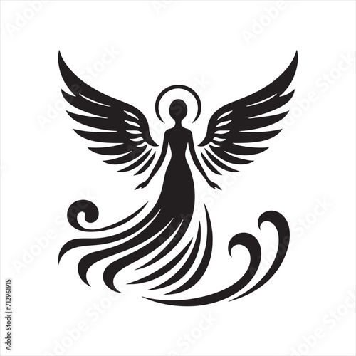 Ethereal Presence: Angel Silhouette Set Portraying the Ethereal Presence of Divine Messengers - Angel Illustration - Angels Vector
