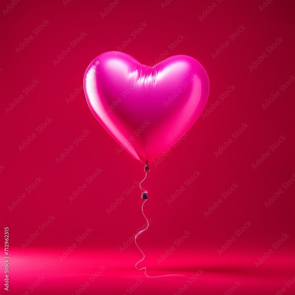 Pink color Heart shaped balloon isolated on pink background