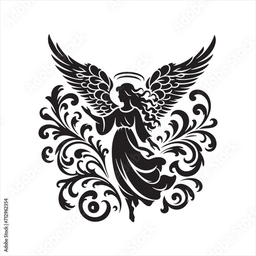 Luminous Messengers: Messengers Silhouette in a Radiant Display of Angel Silhouettes - Messengers Silhouette - Angel Vector
