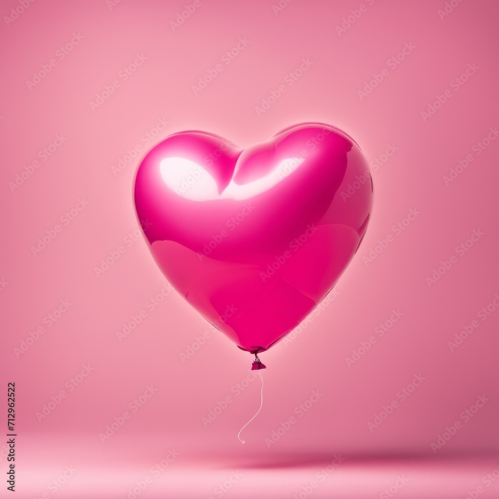 Pink color Heart shaped balloon isolated on pink background