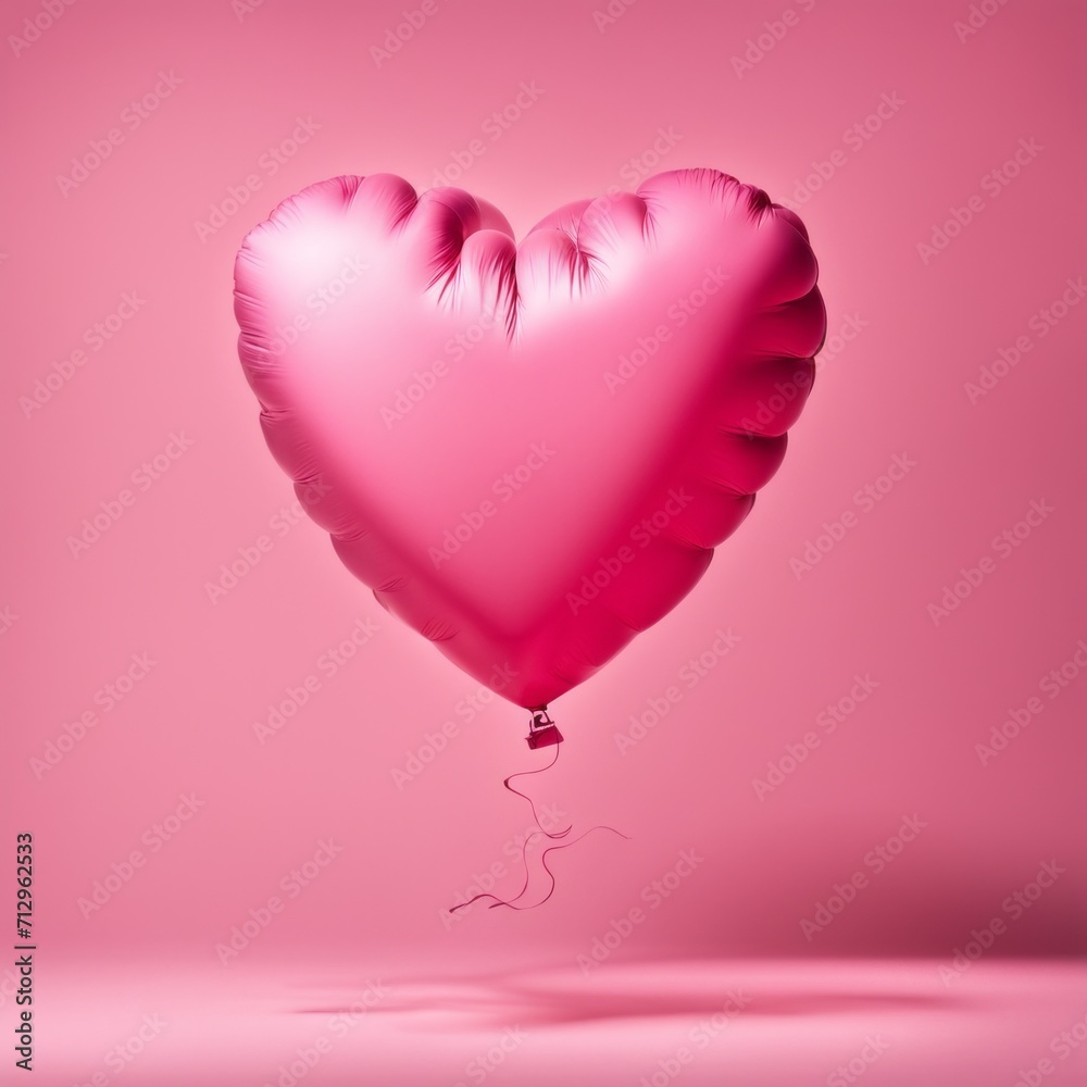 Pink color Heart shaped balloon isolated on pink background Pink color Heart shaped balloon isolated on pink background