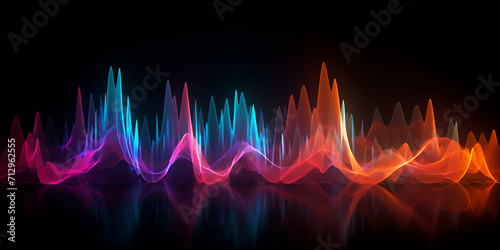 Vibrant equalizer visualizer responding to music,Music energy spectrum pattern,Colorful Music Energy Patterns.

 photo