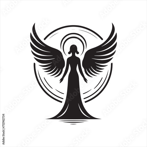 Whispers of Wings: Messengers Silhouette Featuring the Whispers of Angel Silhouettes' Wings - Messengers Silhouette - Angel Vector
